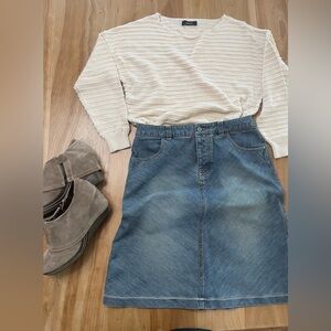 Royal Robbins Women's 6 Knee Length Denim Skirt Cottagecore Country